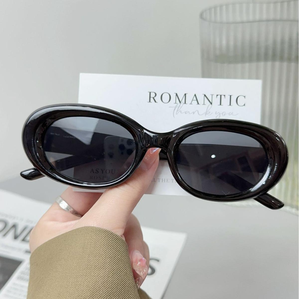 2pcs YMFASHION Retro Oval Fashion Glasses for Women & Men, Plastic Frame Punk Anti-Glare Eyewear, Stylish Party & Accessories, Decorative Ordinary Glasse