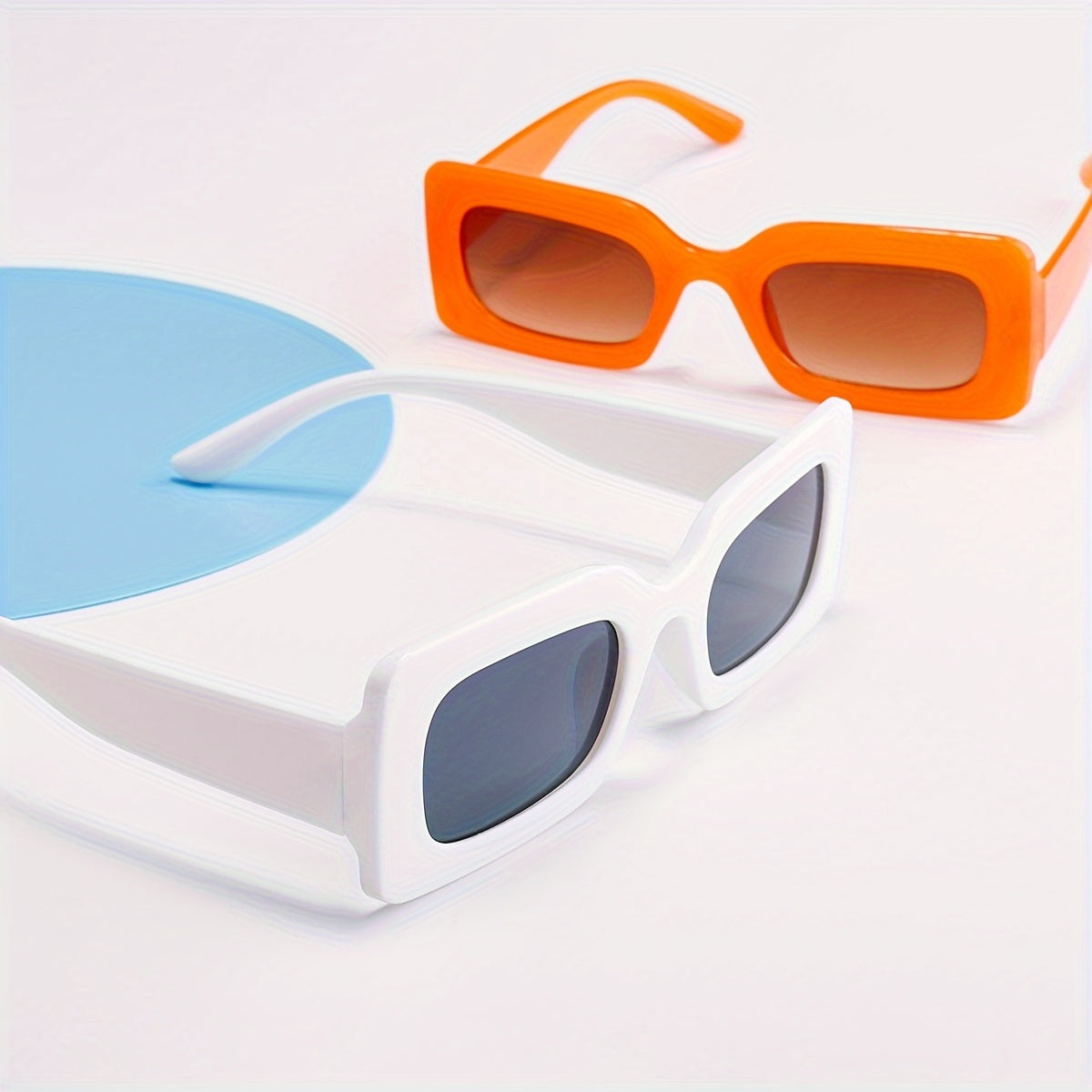 2pcs Chic Rectangular Fashion Glasses for Women - Anti-Reflective, Durable PC Frame - Perfect for Parties & Street Style - Ideal Couples' Gift