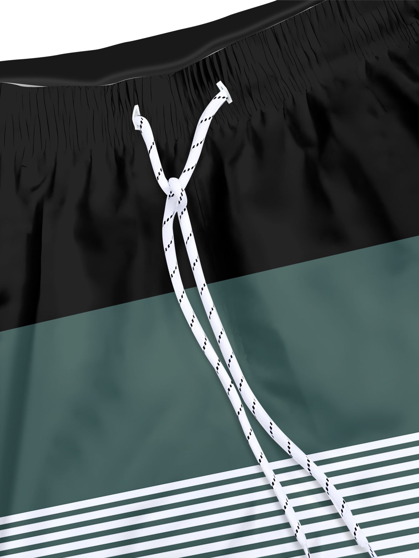 Men'S Fashion Drawstring Beach Shorts with Pockets - Casual Striped & Solid Color Block Design, Non-Stretch Fabric, Perfect for Pool Parties & Vacation