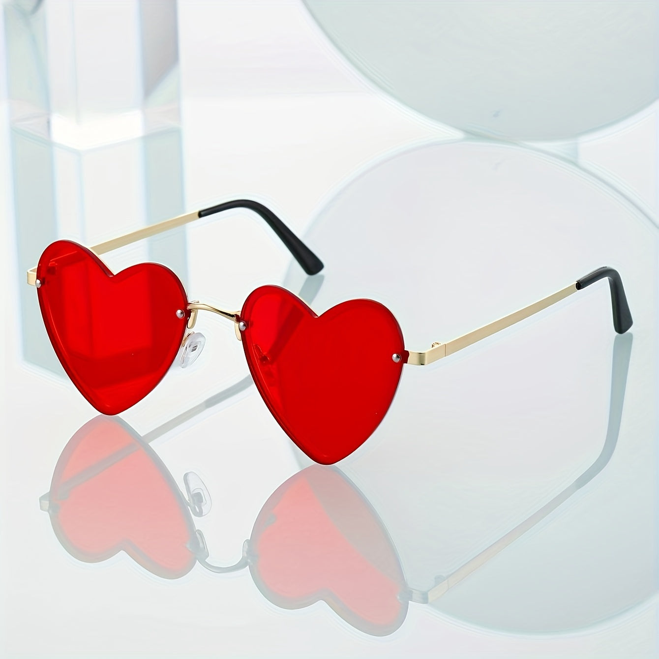 Heart Shaped for Women Metal Frame Anti Glare Fashion Shades for Vacation Beach Party