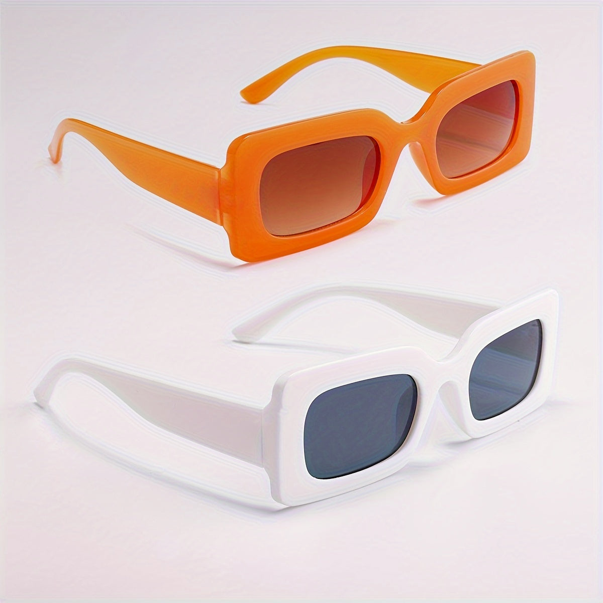 2pcs Chic Rectangular Fashion Glasses for Women - Anti-Reflective, Durable PC Frame - Perfect for Parties & Street Style - Ideal Couples' Gift