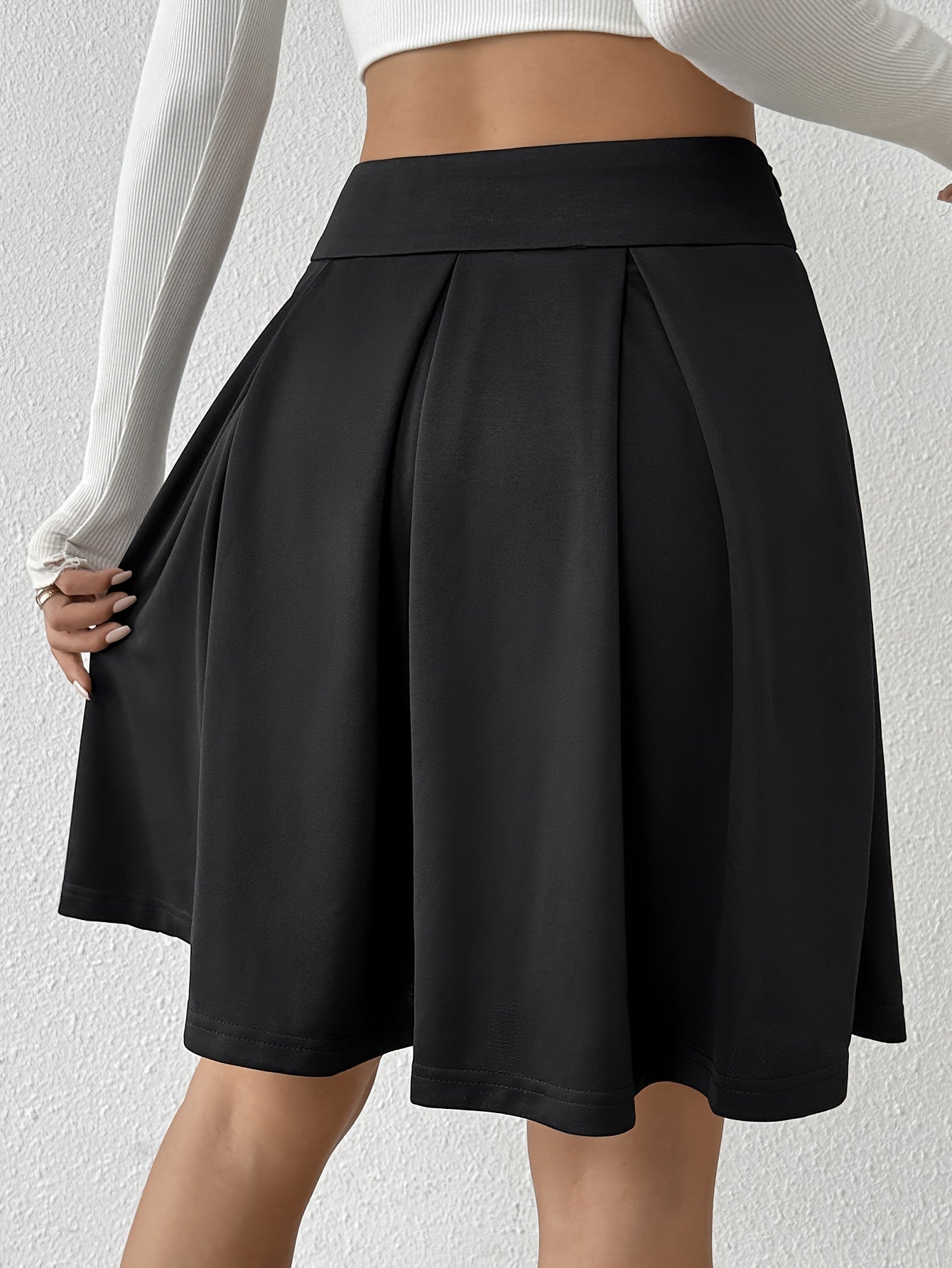 Women's Polyester And Spandex Midi Skirt, Elegant And Chic, Machine Washable, Zipper Closure, All-Season