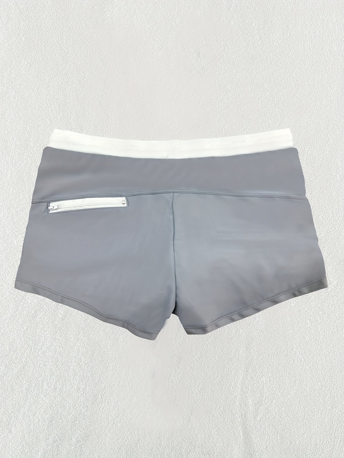 Men'S Solid Color Swim Trunks, High Stretch Knit Fabric, Polyamide 82% & Elastane 18%, Skinny Fit with Drawstring, Side Zipper Pockets, Modest Style for Beach & Vacation