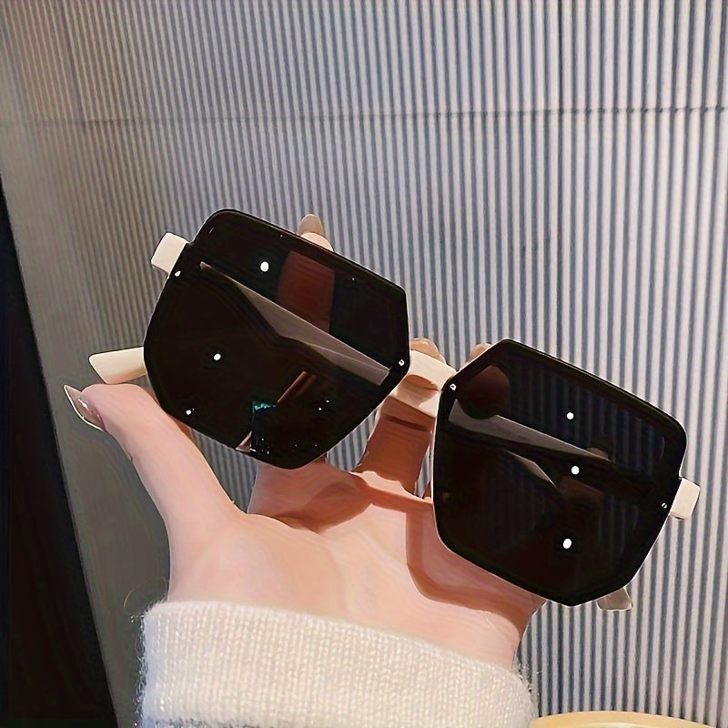 Oversized Square Fashion Glasses for Women & Men, Anti-Glare Black Plastic Frames with Clear Lenses, Perfect for Activities, Shopping, Party, and