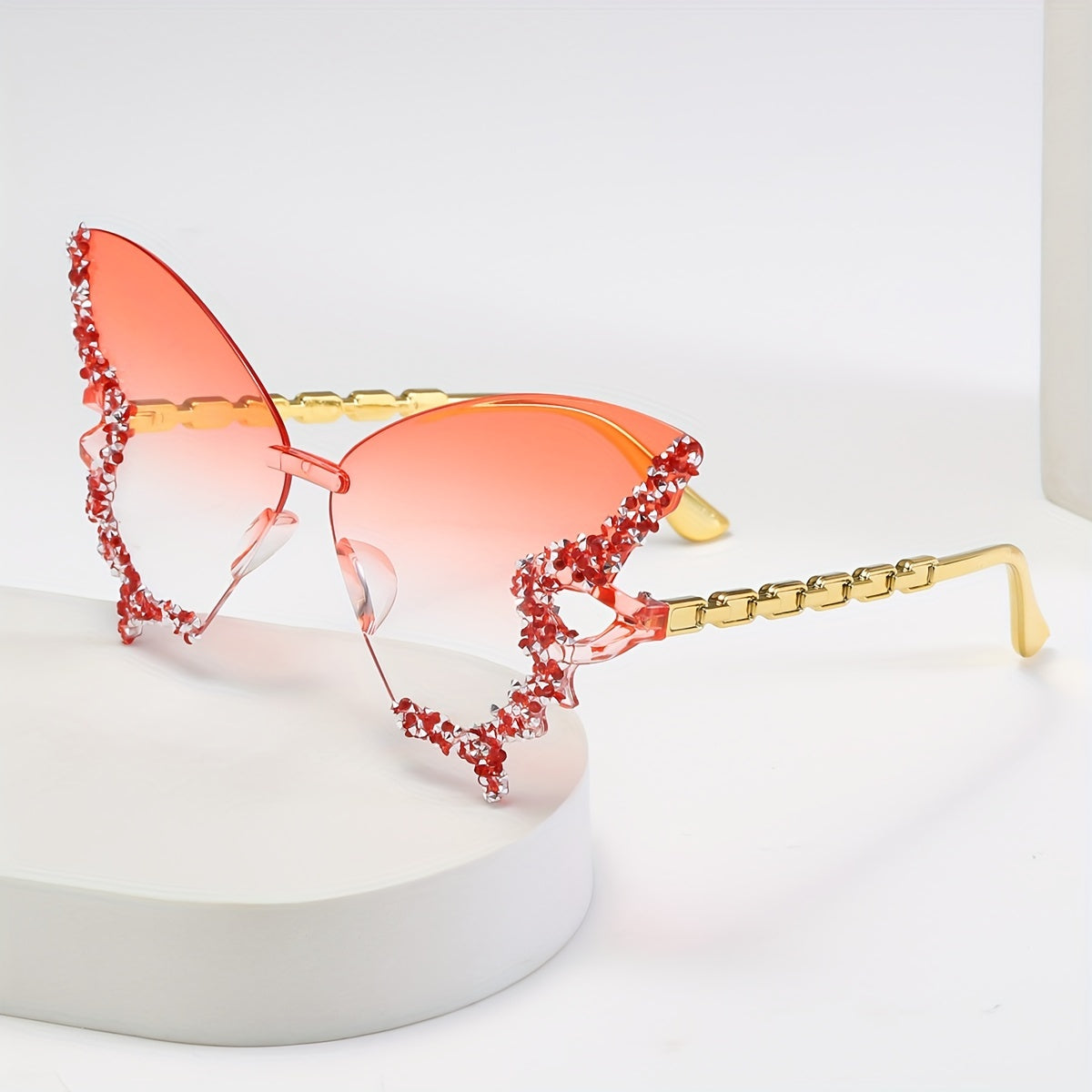 1pc Butterfly-Shaped Rhinestone Decorative Glasses for Women - Stylish PC Frame & Lens, Perfect for Parties, Travel & Beach Outings, Fashion Accessory | Butterfly Glasses | Rhinestone Embellishment