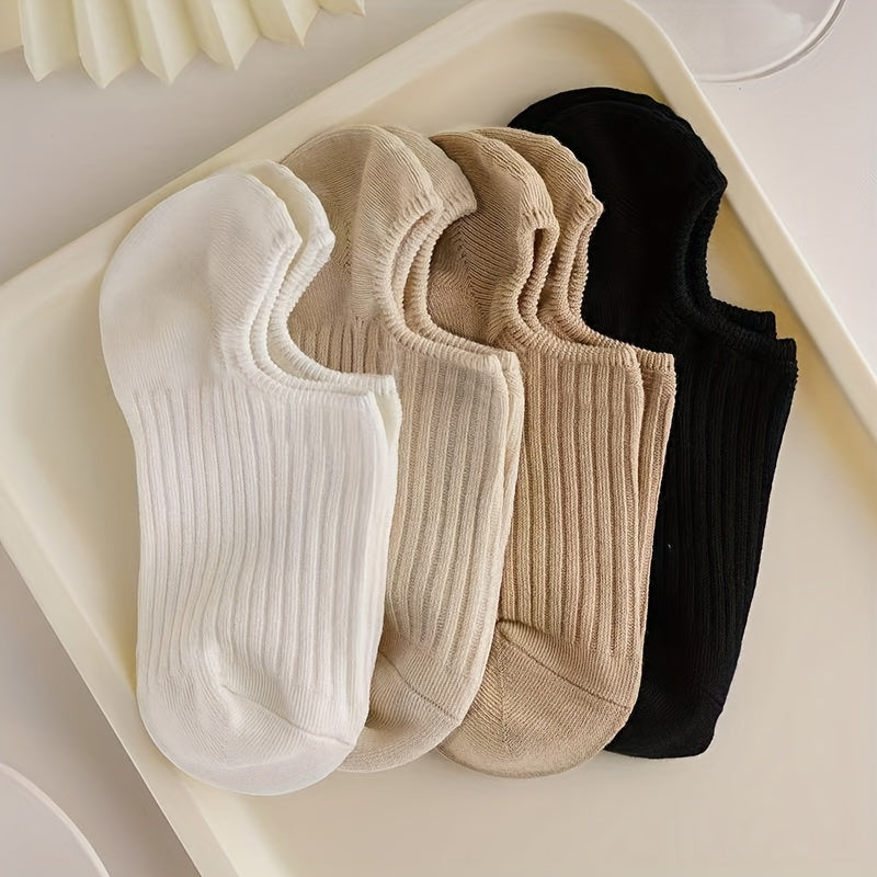4 Pairs/12 Pairs Women's Candy Color Boat Socks, Plain Simple and Versatile, Trendy, Light Mouth, Breathable, Short Socks, Invisible Socks, Colorful Socks, Suitable for Daily Use