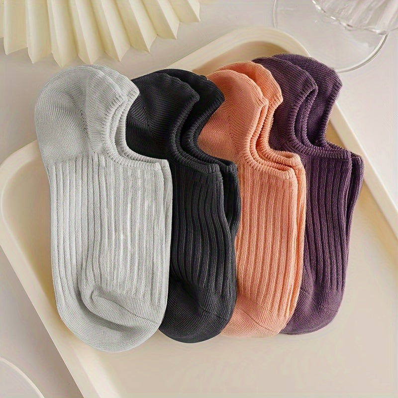 4 Pairs/12 Pairs Women's Candy Color Boat Socks, Plain Simple and Versatile, Trendy, Light Mouth, Breathable, Short Socks, Invisible Socks, Colorful Socks, Suitable for Daily Use