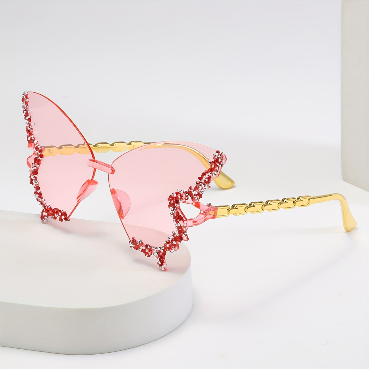 1pc Butterfly-Shaped Rhinestone Decorative Glasses for Women - Stylish PC Frame & Lens, Perfect for Parties, Travel & Beach Outings, Fashion Accessory | Butterfly Glasses | Rhinestone Embellishment