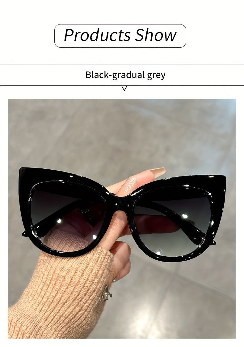 Chic Large Cat Eye Fashion Glasses for Women - Leopard Print Accents, Stylish Black Frame, Perfect for, Activities & Street Style Photography