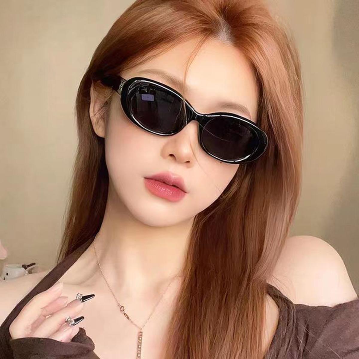 2pcs YMFASHION Retro Oval Fashion Glasses for Women & Men, Plastic Frame Punk Anti-Glare Eyewear, Stylish Party & Accessories, Decorative Ordinary Glasse