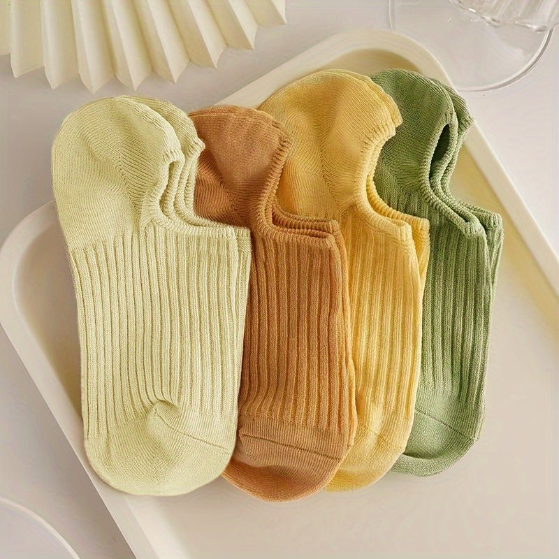 4 Pairs/12 Pairs Women's Candy Color Boat Socks, Plain Simple and Versatile, Trendy, Light Mouth, Breathable, Short Socks, Invisible Socks, Colorful Socks, Suitable for Daily Use
