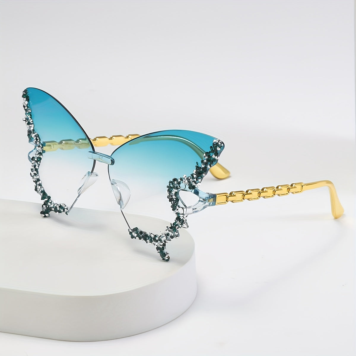 1pc Butterfly-Shaped Rhinestone Decorative Glasses for Women - Stylish PC Frame & Lens, Perfect for Parties, Travel & Beach Outings, Fashion Accessory | Butterfly Glasses | Rhinestone Embellishment
