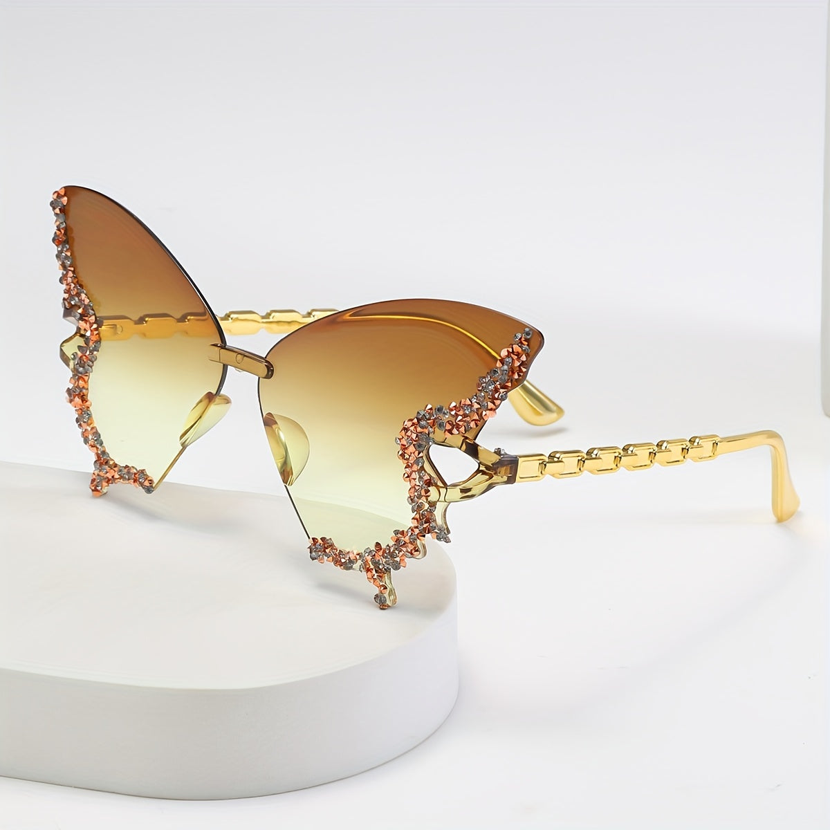 1pc Butterfly-Shaped Rhinestone Decorative Glasses for Women - Stylish PC Frame & Lens, Perfect for Parties, Travel & Beach Outings, Fashion Accessory | Butterfly Glasses | Rhinestone Embellishment