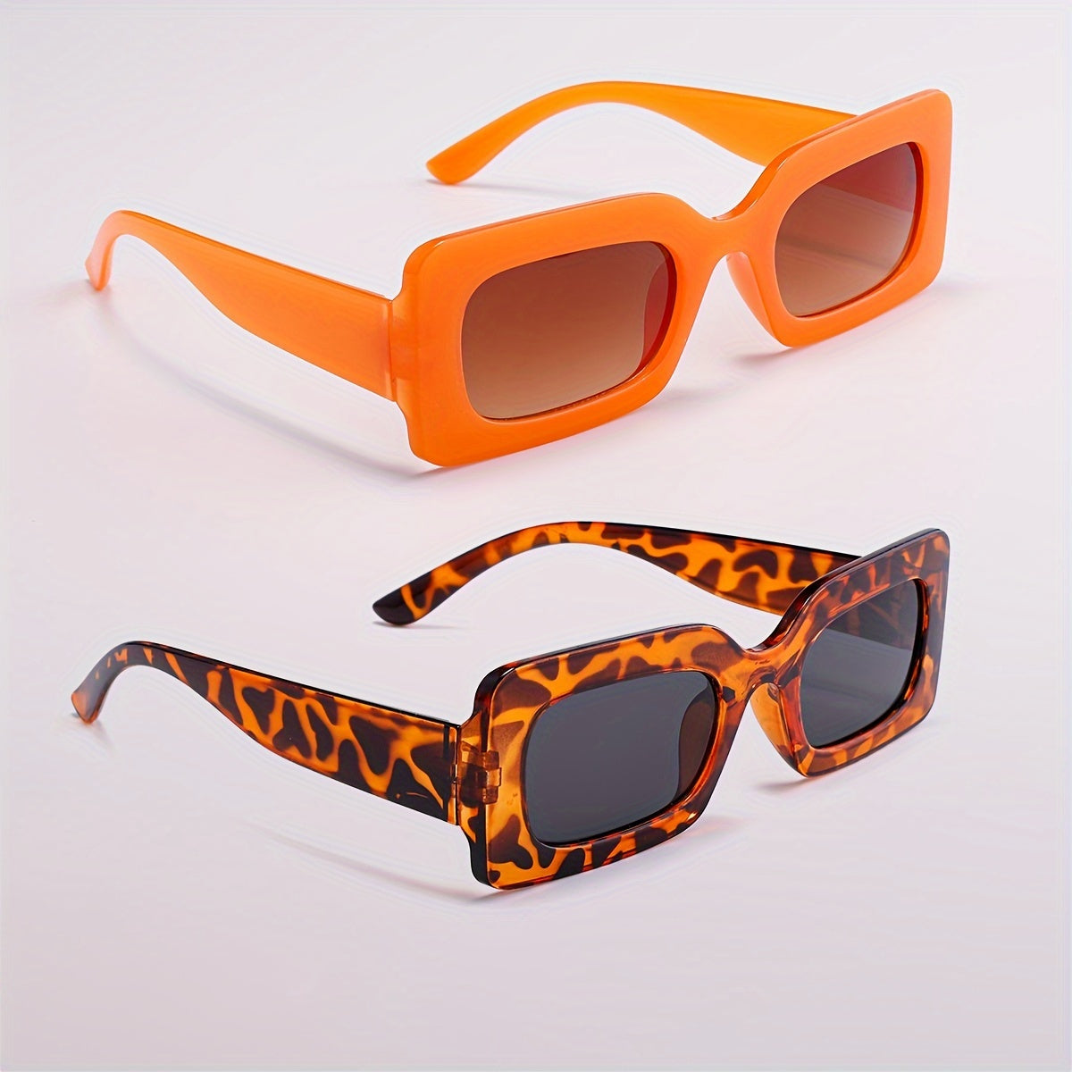 2pcs Chic Rectangular Fashion Glasses for Women - Anti-Reflective, Durable PC Frame - Perfect for Parties & Street Style - Ideal Couples' Gift