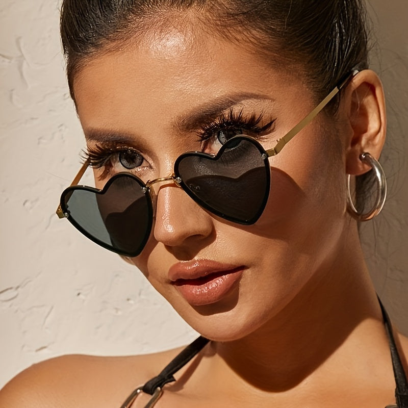 Heart Shaped for Women Metal Frame Anti Glare Fashion Shades for Vacation Beach Party