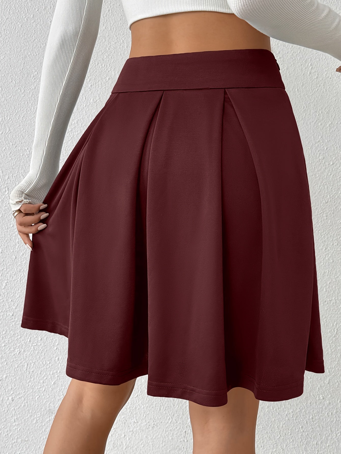 Women's Polyester And Spandex Midi Skirt, Elegant And Chic, Machine Washable, Zipper Closure, All-Season