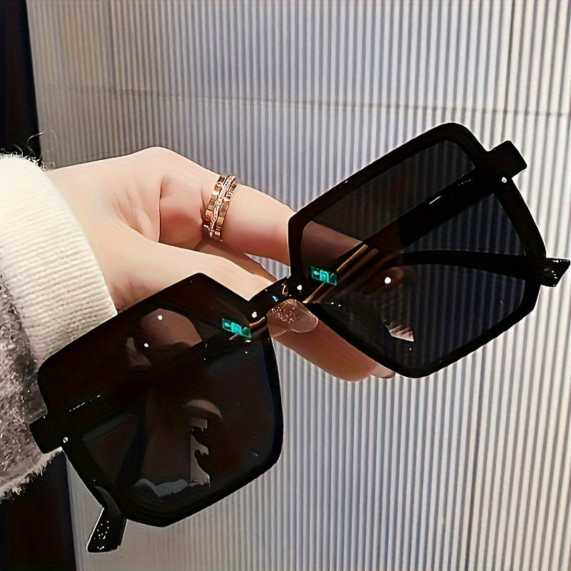 Oversized Square Fashion Glasses for Women & Men, Anti-Glare Black Plastic Frames with Clear Lenses, Perfect for Activities, Shopping, Party, and