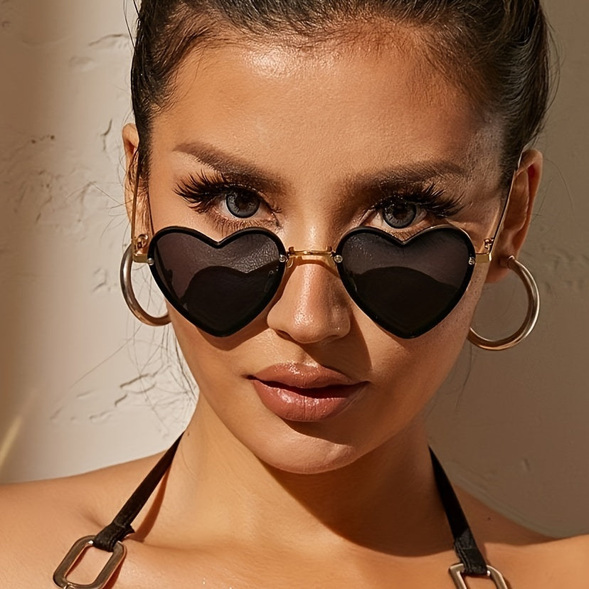 Heart Shaped for Women Metal Frame Anti Glare Fashion Shades for Vacation Beach Party