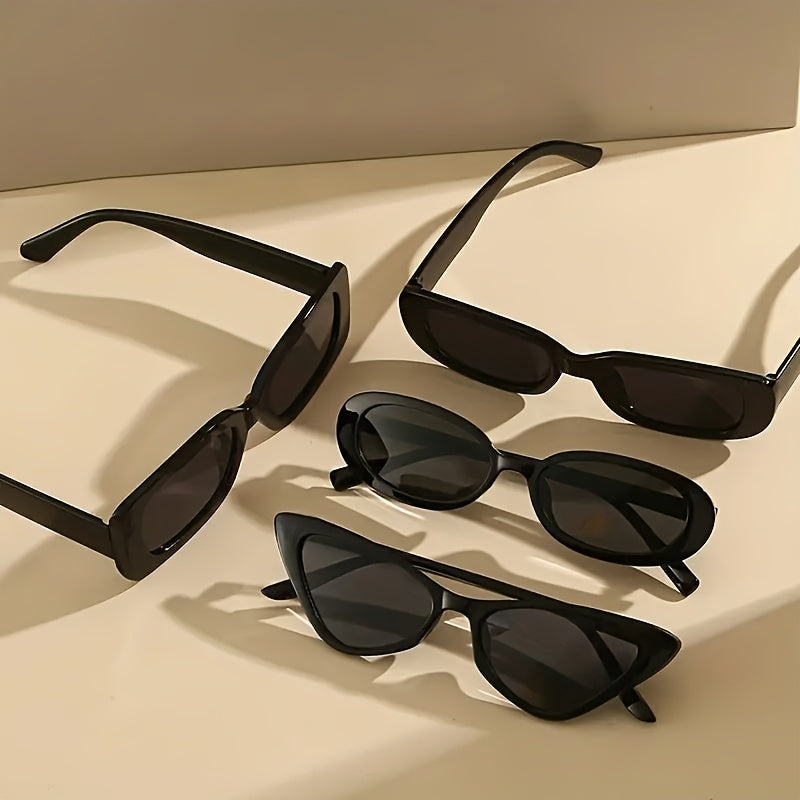 4pcs Classic Black Cat Eye Fashion Glasses for Women - Fashionable Anti-Glare Shades with Durable PC Frames, Perfect for Casual Attire, Cat's Eye Style