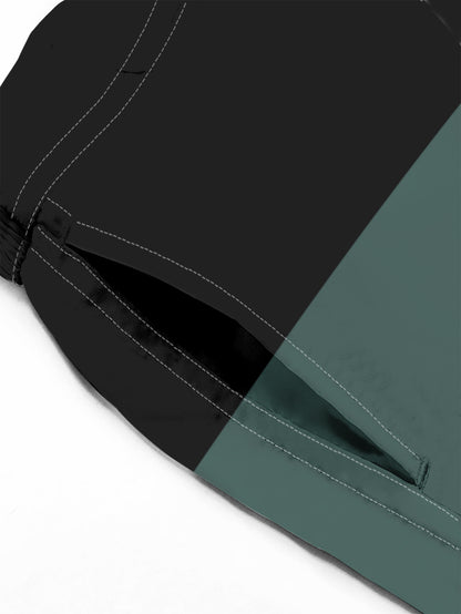 Men'S Fashion Drawstring Beach Shorts with Pockets - Casual Striped & Solid Color Block Design, Non-Stretch Fabric, Perfect for Pool Parties & Vacation