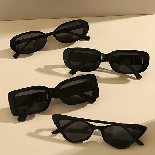 4pcs Classic Black Cat Eye Fashion Glasses for Women - Fashionable Anti-Glare Shades with Durable PC Frames, Perfect for Casual Attire, Cat's Eye Style