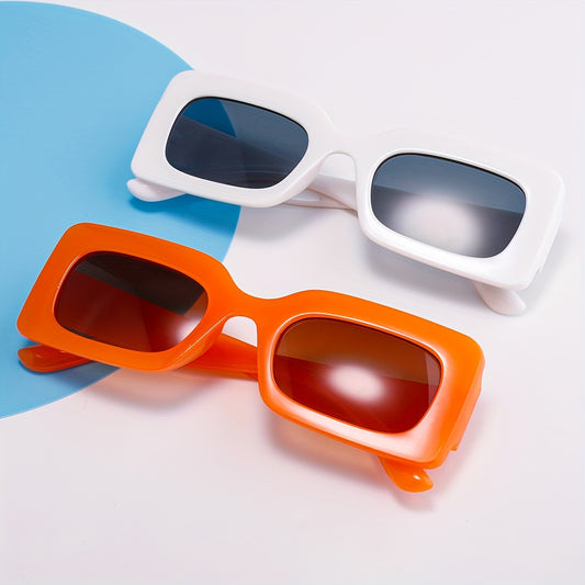 2pcs Chic Rectangular Fashion Glasses for Women - Anti-Reflective, Durable PC Frame - Perfect for Parties & Street Style - Ideal Couples' Gift