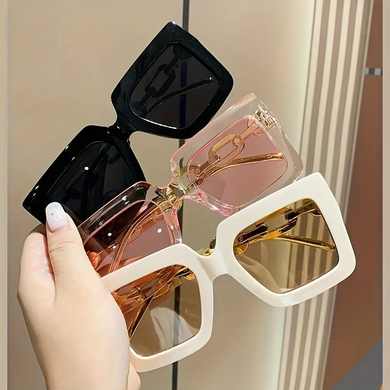 [sunglasses]3 Pairs of Square Fashion Fashion Glasses for Men and Women in Candy Color for Party and Beach Travel