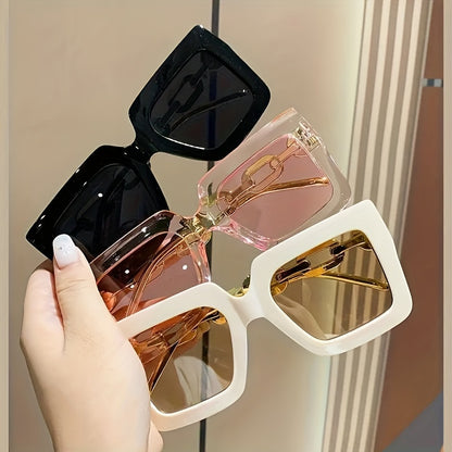 [sunglasses]3 Pairs of Square Fashion Fashion Glasses for Men and Women in Candy Color for Party and Beach Travel