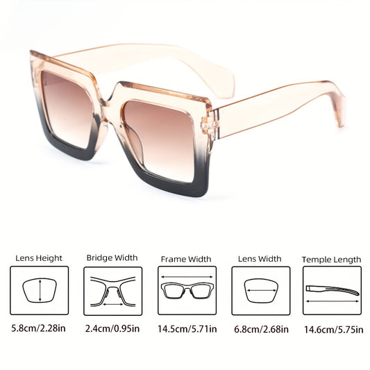Women'S Square Frame Fashion Glasses PC Lenses, Stylish Casual Eyewear