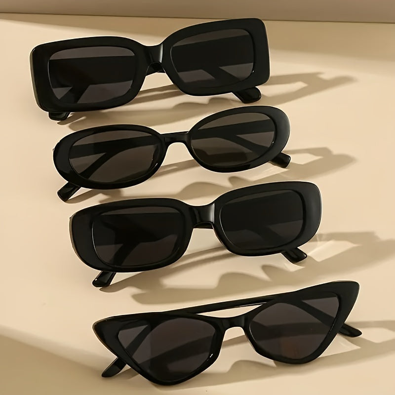 4pcs Classic Black Cat Eye Fashion Glasses for Women - Fashionable Anti-Glare Shades with Durable PC Frames, Perfect for Casual Attire, Cat's Eye Style