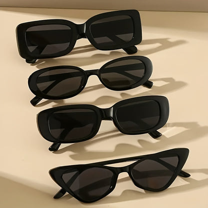 4pcs Classic Black Cat Eye Fashion Glasses for Women - Fashionable Anti-Glare Shades with Durable PC Frames, Perfect for Casual Attire, Cat's Eye Style