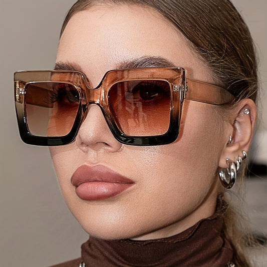 Women'S Square Frame Fashion Glasses PC Lenses, Stylish Casual Eyewear