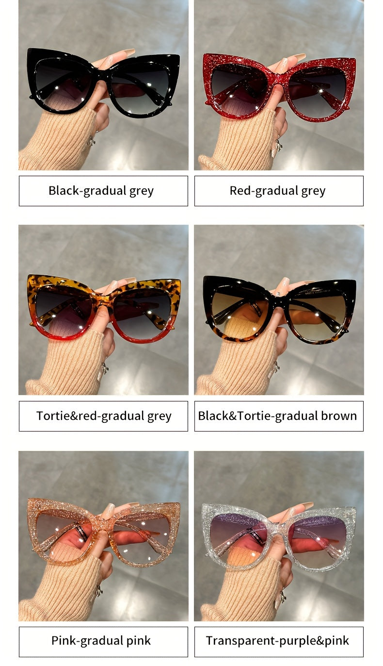 Chic Large Cat Eye Fashion Glasses for Women - Leopard Print Accents, Stylish Black Frame, Perfect for, Activities & Street Style Photography