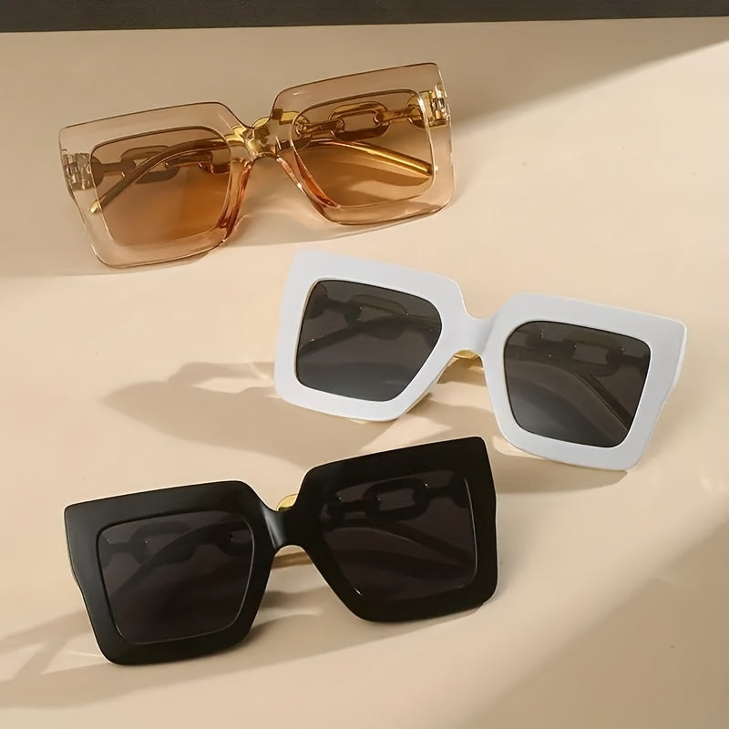 [sunglasses]3 Pairs of Square Fashion Fashion Glasses for Men and Women in Candy Color for Party and Beach Travel