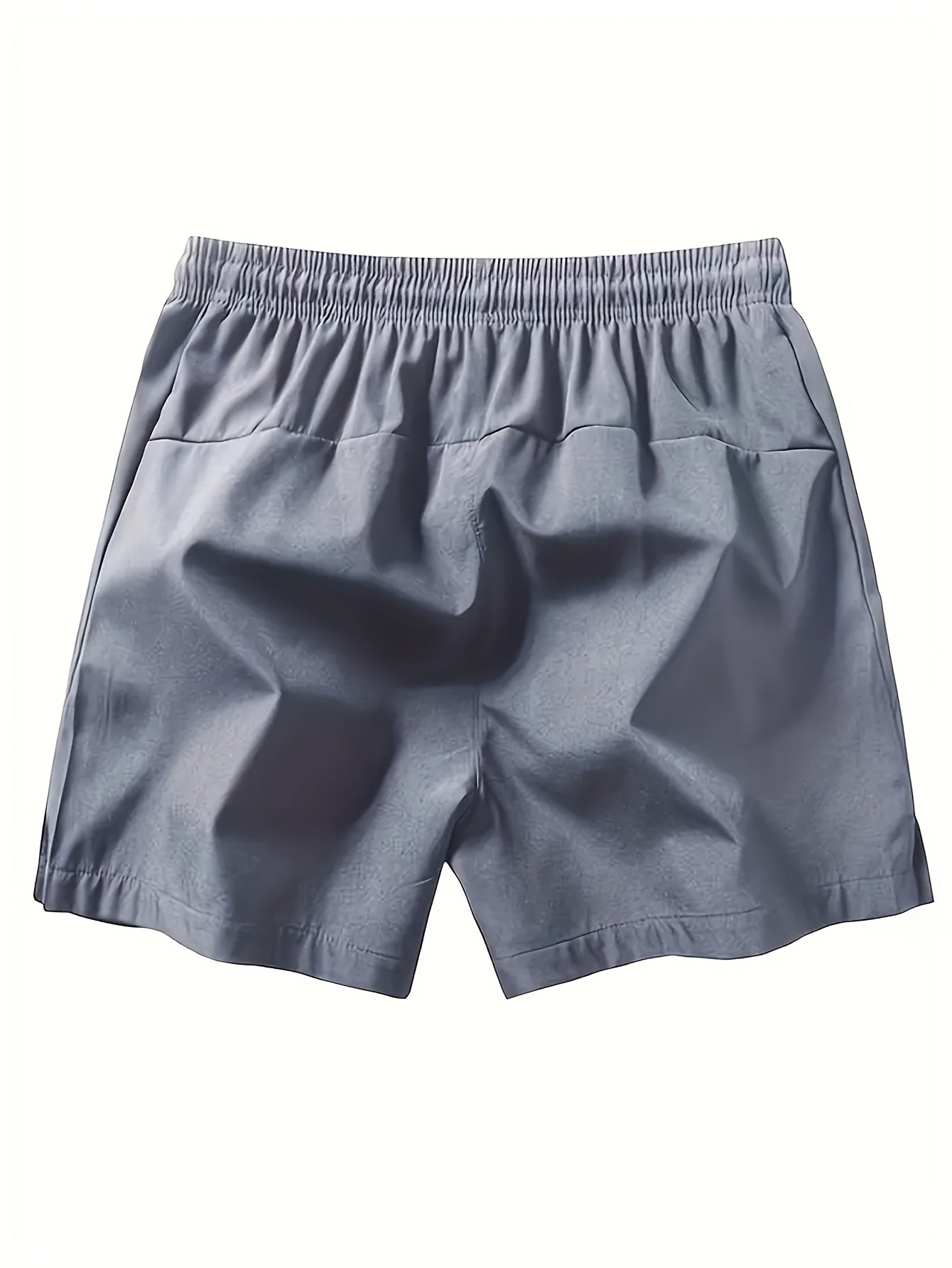 Men's Quick-Dry Athletic Shorts - Lightweight, Loose Fit with Zipper Pockets, Drawstring Waist, Solid Black Polyester Blend, Ideal for Beach & Casual Wear
