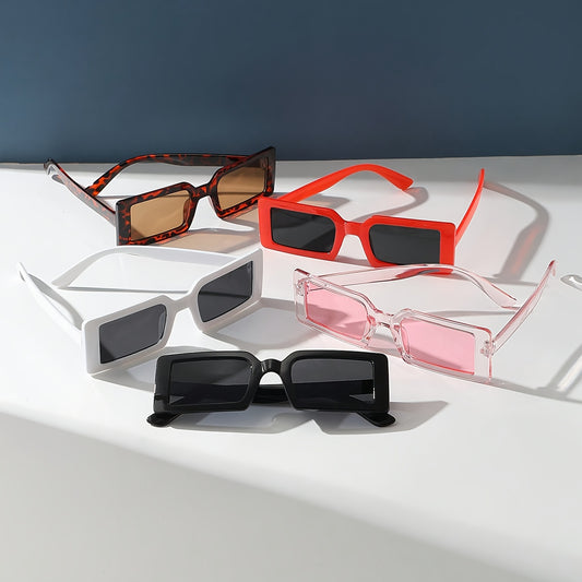 5pcs Rectangle Frame Fashion for Women Men Sun Shades Glasses for Driving Beach Travel