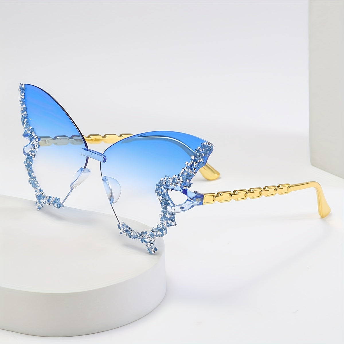 1pc Butterfly-Shaped Rhinestone Decorative Glasses for Women - Stylish PC Frame & Lens, Perfect for Parties, Travel & Beach Outings, Fashion Accessory | Butterfly Glasses | Rhinestone Embellishment