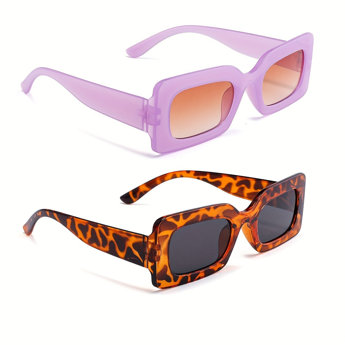 2pcs Chic Rectangular Fashion Glasses for Women - Anti-Reflective, Durable PC Frame - Perfect for Parties & Street Style - Ideal Couples' Gift