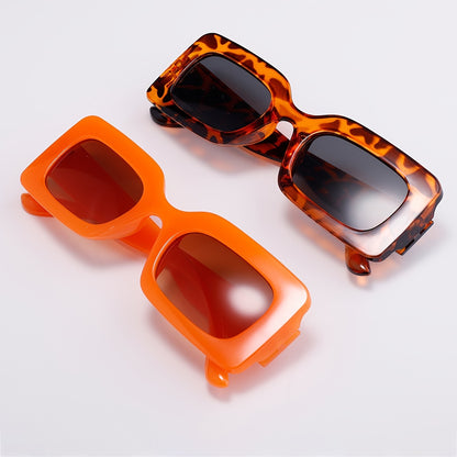 2pcs Chic Rectangular Fashion Glasses for Women - Anti-Reflective, Durable PC Frame - Perfect for Parties & Street Style - Ideal Couples' Gift
