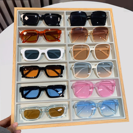 12pcs European and American Style Square Frame Fashion Glasses Suitable for Holiday Outdoor Activities, Clothing Decoration, Men's and Women's Favorite Party, Disco and Other Multi-scene Use