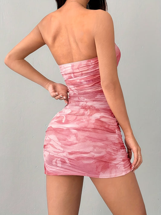 New Spring and Summer Beach Vacation Party Date Costume Sexy and Gyaru Floral Print Women'S Mini Dress