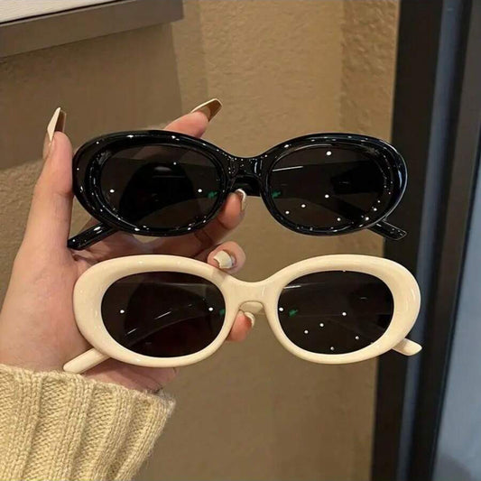 2pcs YMFASHION Retro Oval Fashion Glasses for Women & Men, Plastic Frame Punk Anti-Glare Eyewear, Stylish Party & Accessories, Decorative Ordinary Glasse