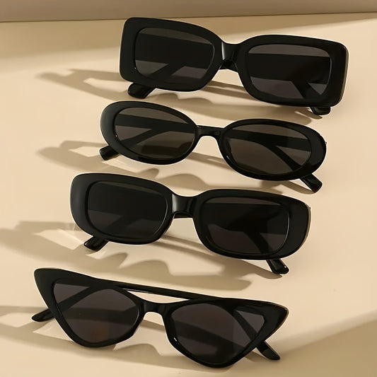 4pcs Classic Black Cat Eye Fashion Glasses for Women - Fashionable Anti-Glare Shades with Durable PC Frames, Perfect for Casual Attire, Cat's Eye Style