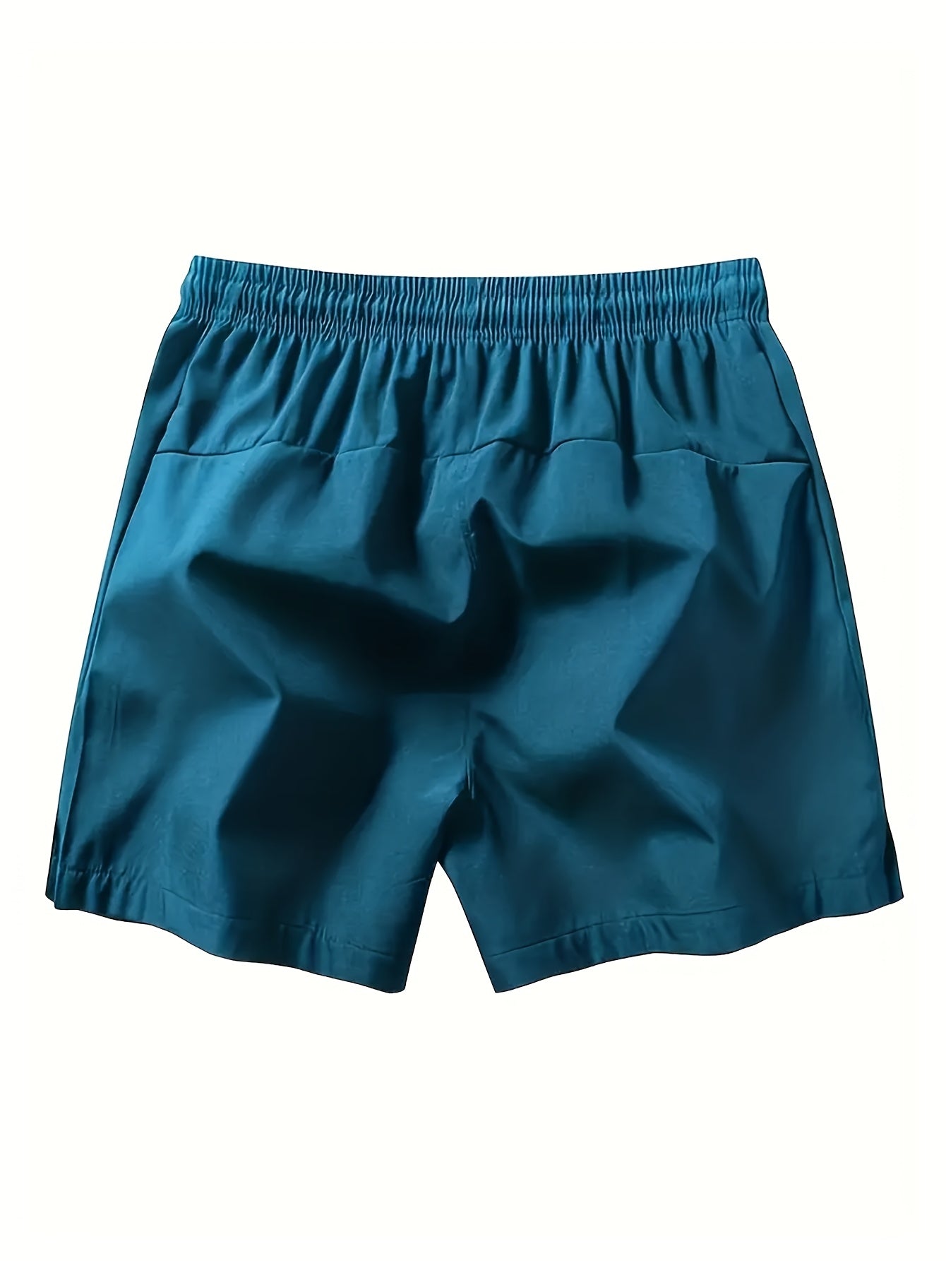 Men's Quick-Dry Athletic Shorts - Lightweight, Loose Fit with Zipper Pockets, Drawstring Waist, Solid Black Polyester Blend, Ideal for Beach & Casual Wear
