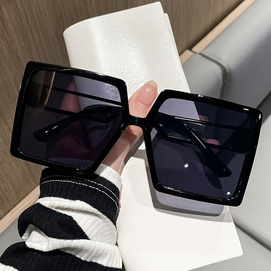 1pc, Fashion Oversized Square Black Glasses For Women - Stylish Unisex Shades Glasses For Everyday Wear