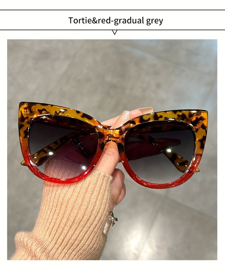 Chic Large Cat Eye Fashion Glasses for Women - Leopard Print Accents, Stylish Black Frame, Perfect for, Activities & Street Style Photography