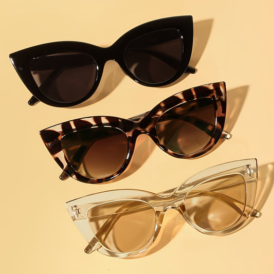 3pcs Women'S Playful Cat Eye Fashion Glasses - Lightweight Polycarbonate Frame, Perfect for Activities & Face Shaping