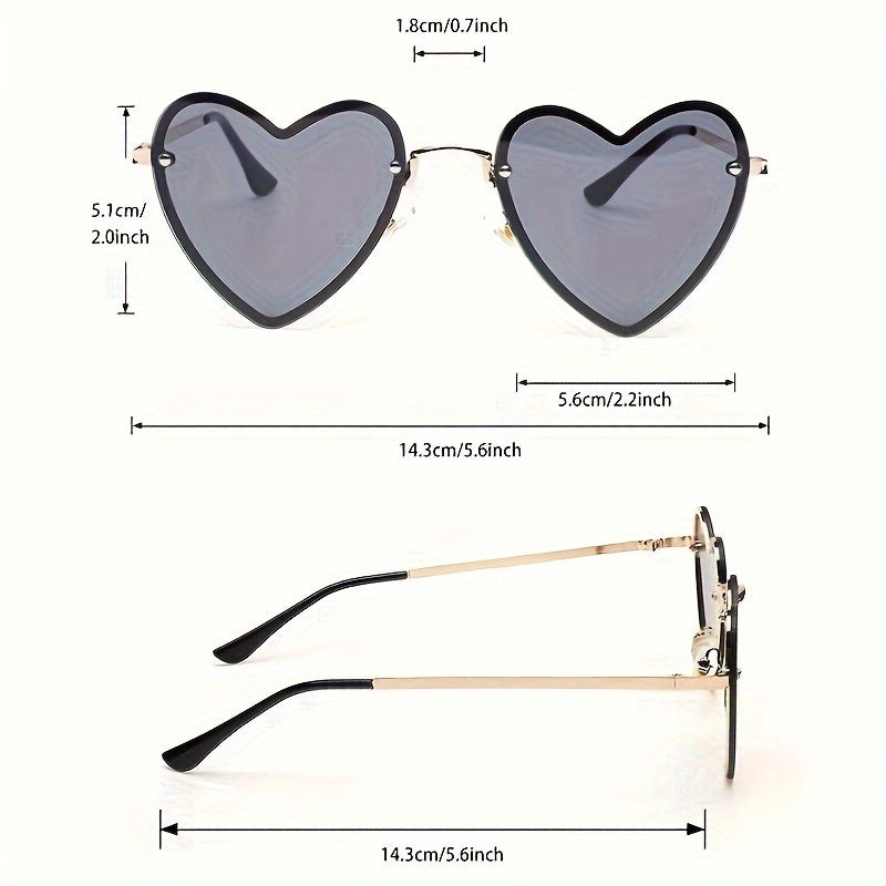 Heart Shaped for Women Metal Frame Anti Glare Fashion Shades for Vacation Beach Party