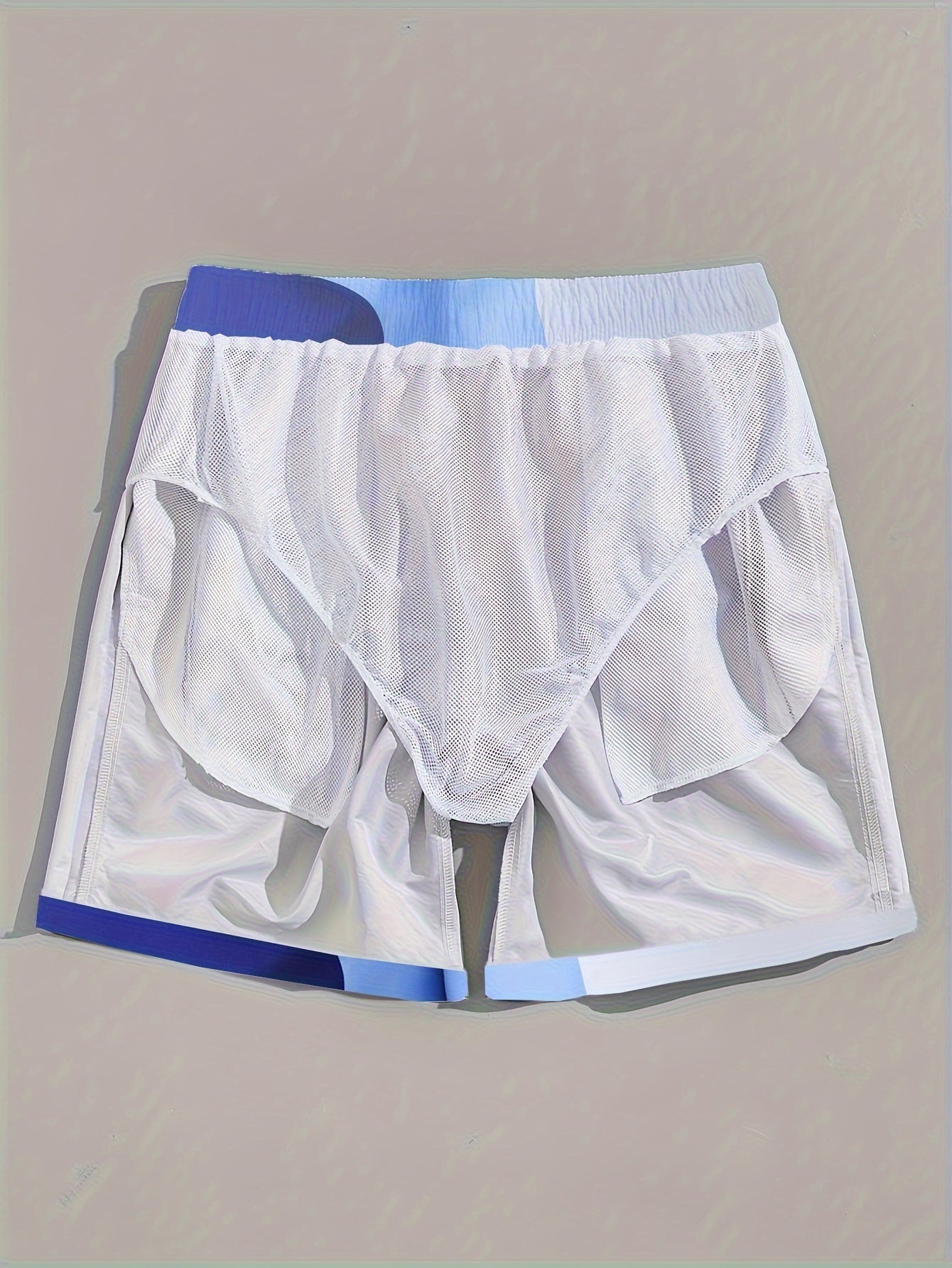 Men's Casual Color-Block Swim Trunks with Adjustable Drawstring - Quick-Dry, Non-Stretch Fabric, Perfect for Beach & Poolside Relaxation, Adjustable Swim Trunks | Colorblock Pattern | Nonstretch Material