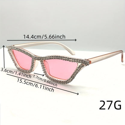 1pc Y2K-Inspired Retro Cat Eye Fashion Glasses with Sparkling Rhinestone Accents, Anti-Glare AC Lenses - Stylish Triangle Frame, Perfect for Fashion &